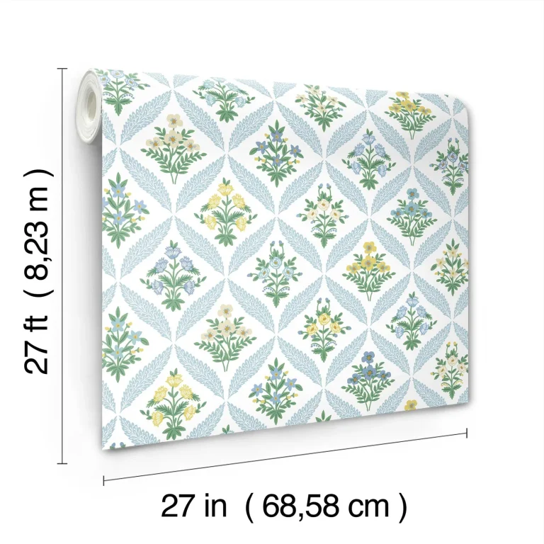 Rifle Paper Co. Estee Garden Wallpaper - Blue Multi — Ảnh 6