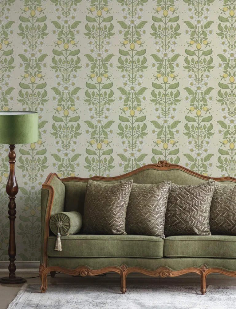 Rosa Floral Columns Wallpaper - Green — Ảnh 2