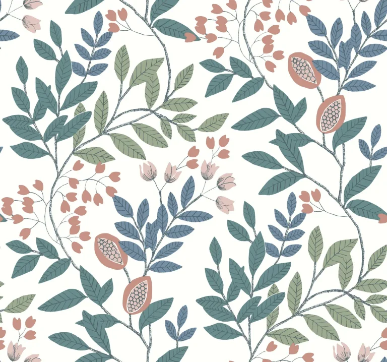 Eden Retreat Wallpaper - White/Pink/Teal — Ảnh 2
