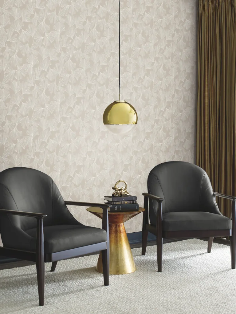 Ginkgo Toss Wallpaper - Warm Silver — Ảnh 4