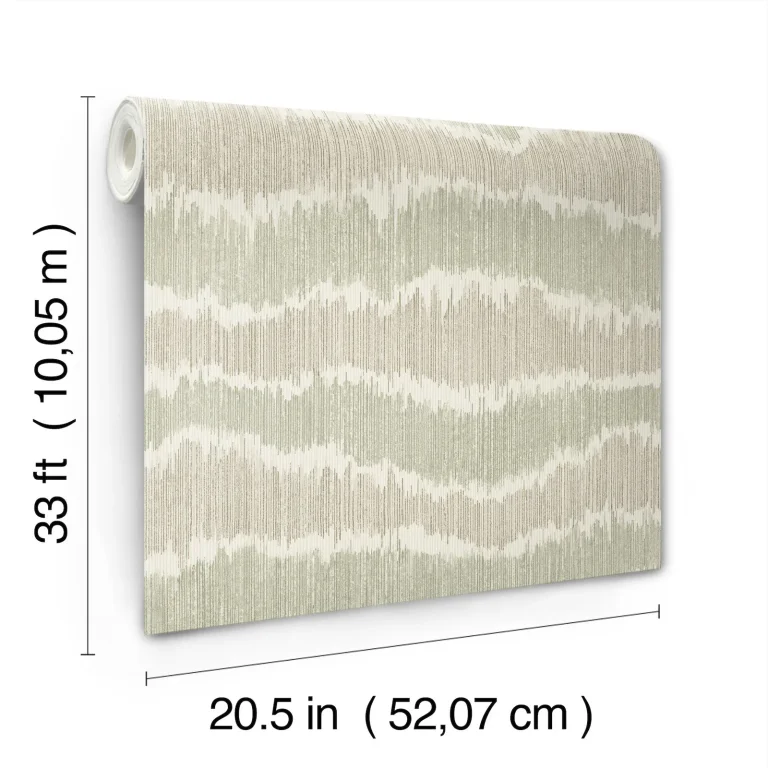 Wiggle Ikat Stripe Wallpaper - Natural/Green — Ảnh 6