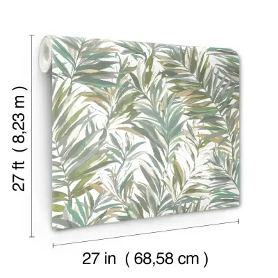 Swaying Palms Wallpaper - Olive & Aegean