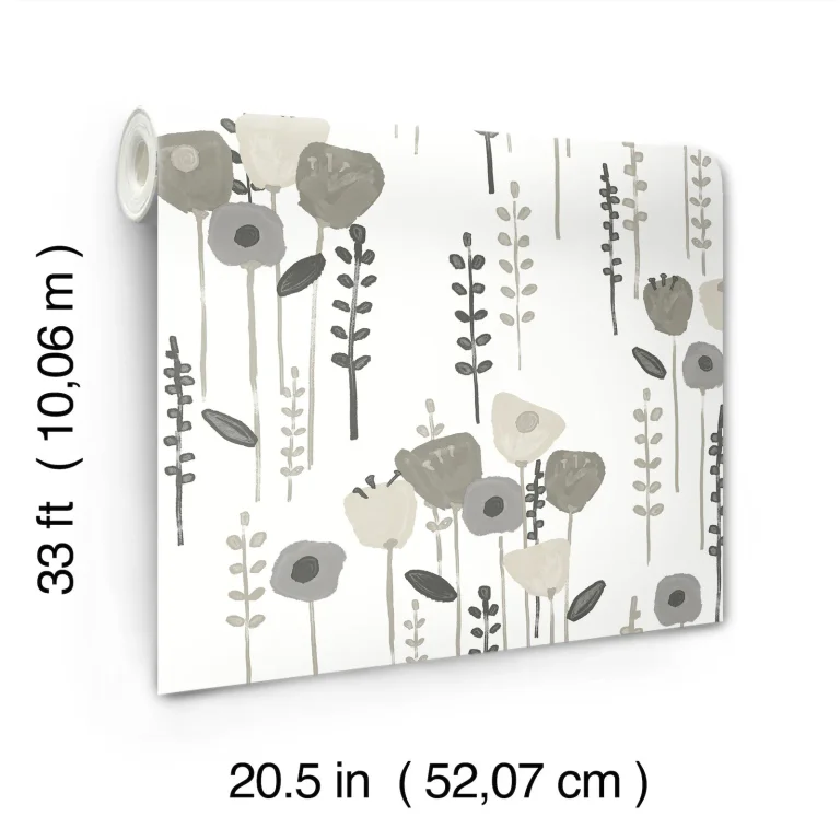 Mabel Floral Field Wallpaper - Grey — Ảnh 3