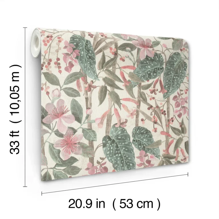 Kalina Floral Fruits Wallpaper - Teal — Ảnh 6