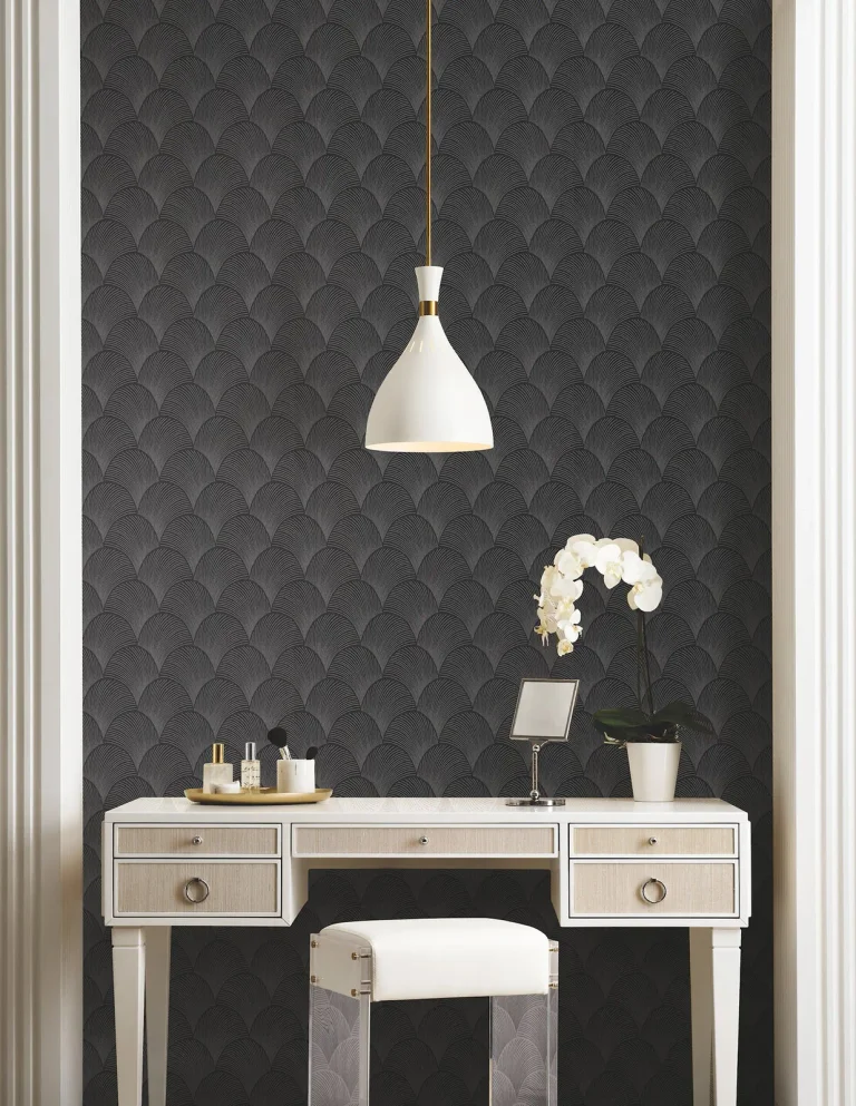 Candice Olson Metallic Scallop Wallpaper - Black — Ảnh 2