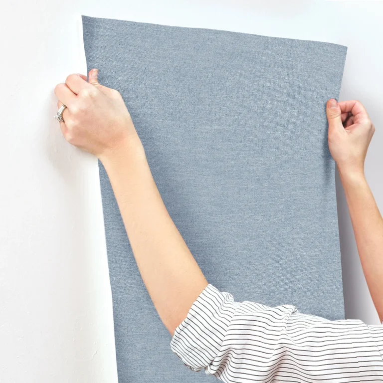 Chesapeake Chambray Fabric Weave Wallpaper - Denim — Image 6