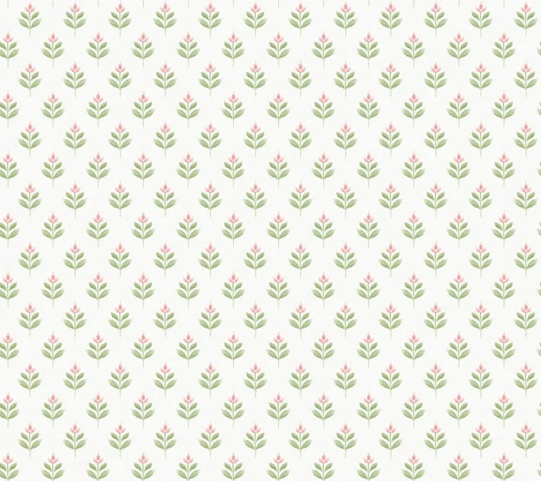 Serene Villa Floral Stamp Wallpaper - Pink — Ảnh 2
