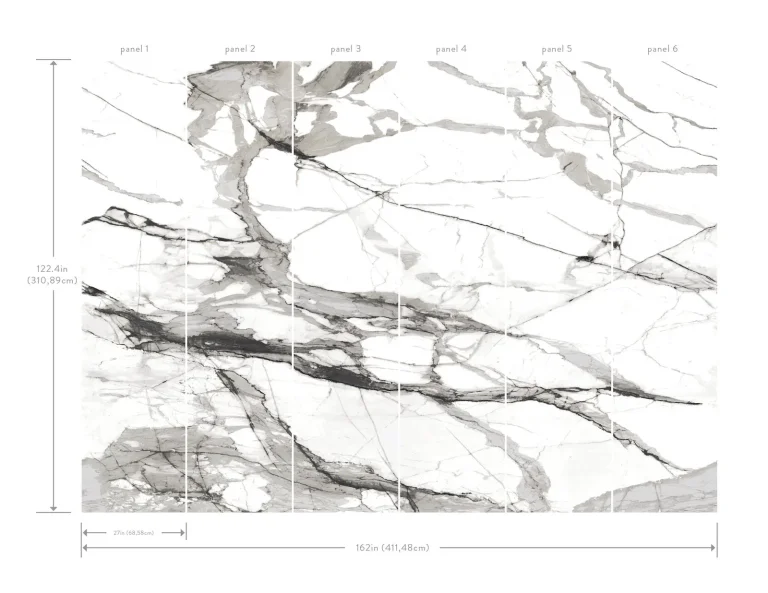 Imperial Marble Wall Mural - Black & White — Ảnh 4
