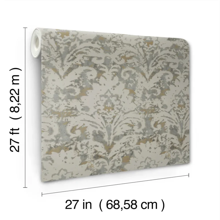 Candice Olson Velvet Crush Damask Wallpaper - Taupe & Gold — Ảnh 5
