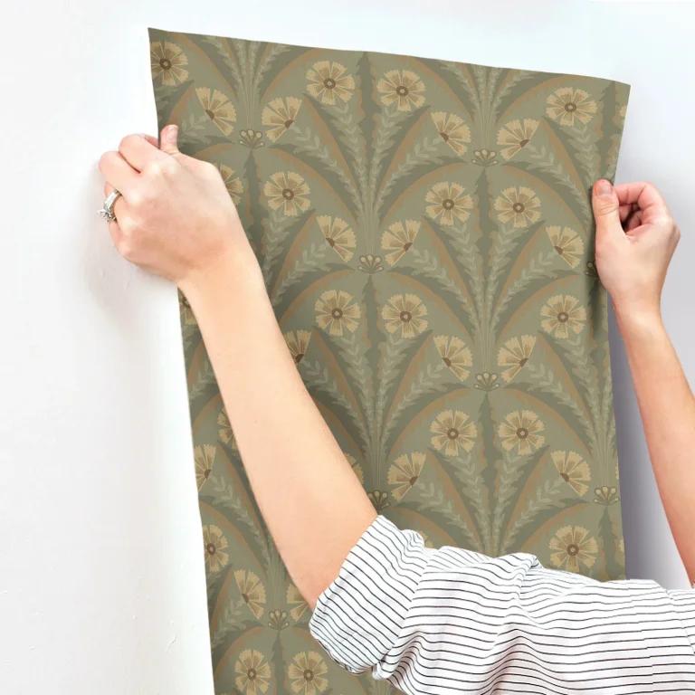 Chesapeake Tap Root Floral Damask Wallpaper - Green — Ảnh 2