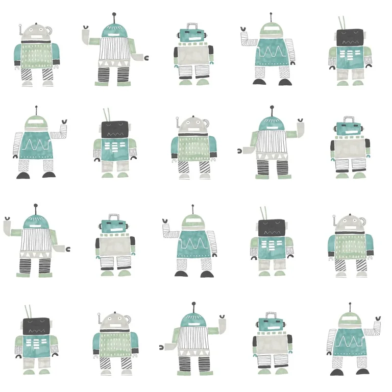Chesapeake Callum Robots Wallpaper - Teal — Image 2
