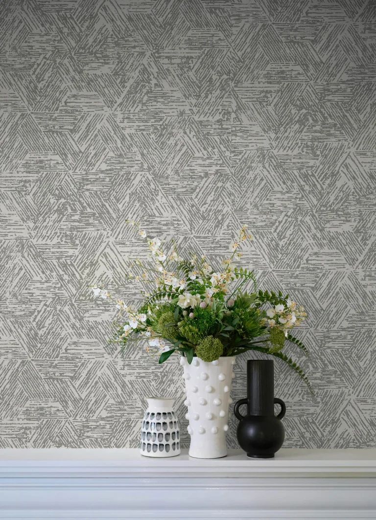 Retreat Quilted Geometric Wallpaper - Charcoal — Ảnh 5