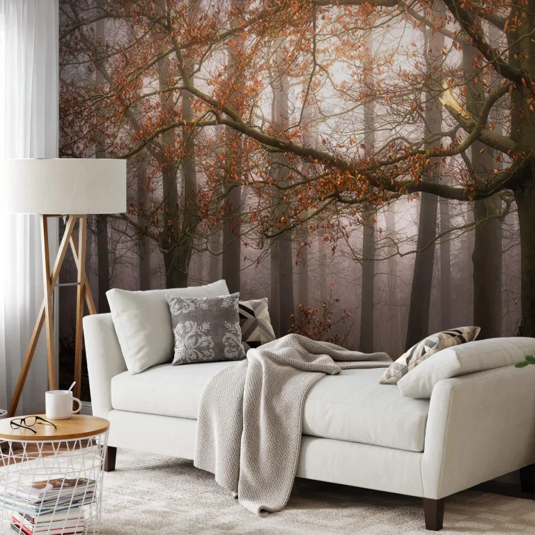 Misty Autumn Forest - Wall Mural 5450 - 4 Panel - 192cm x 260cm — Ảnh 2