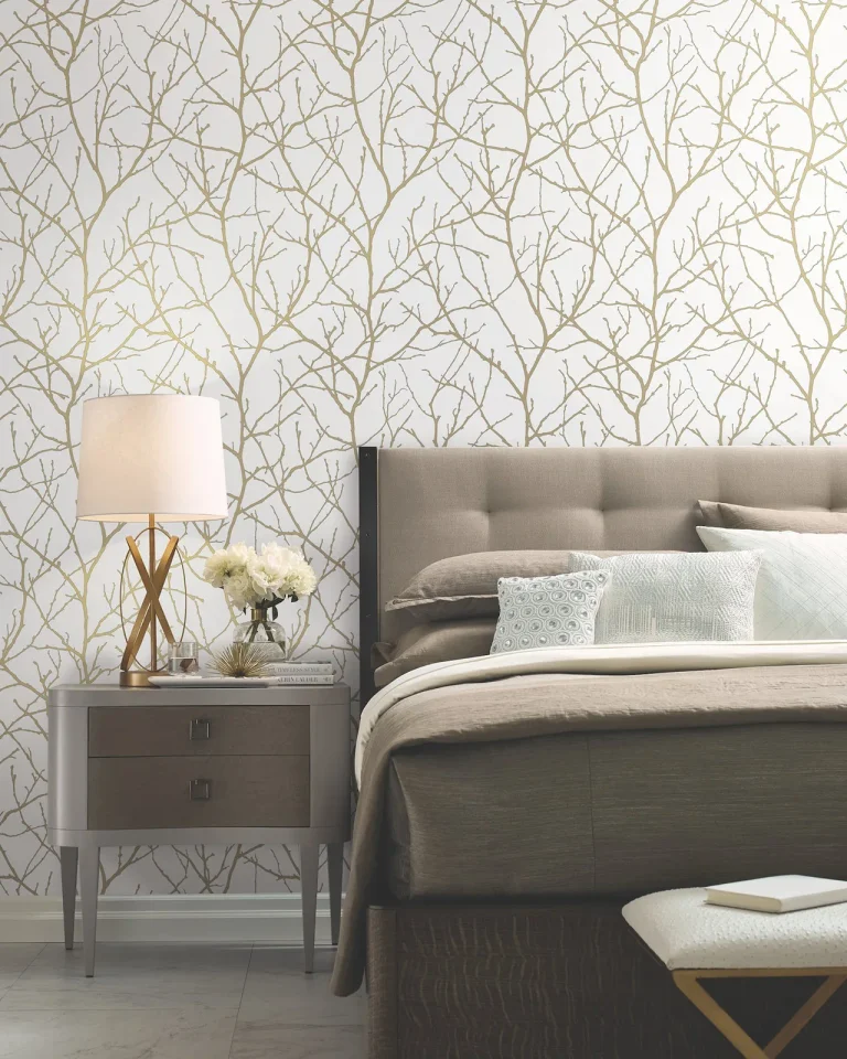 Trees Silhouette Wallpaper - White/Gold — Ảnh 4