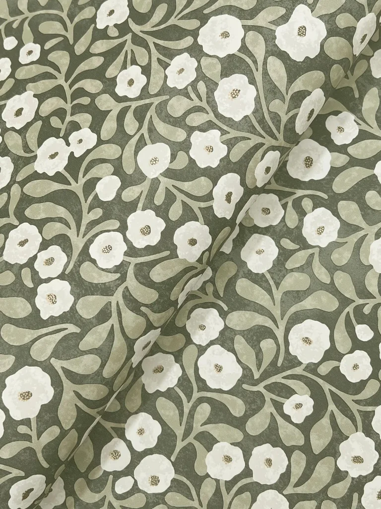 Chesapeake Poppy Trail Floral Wallpaper - Green — Image 4