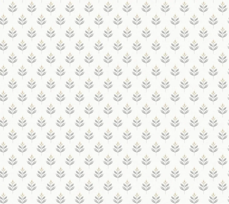 Serene Villa Floral Stamp Wallpaper - Stone