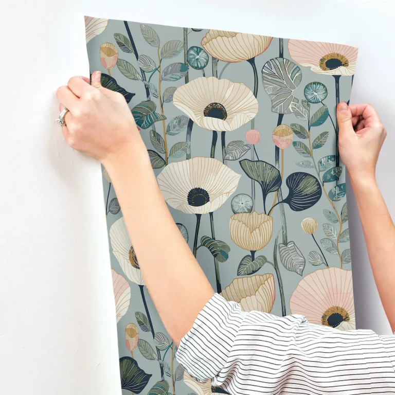 Mindra Floral Trail Wallpaper - Blue/Pink — Ảnh 3