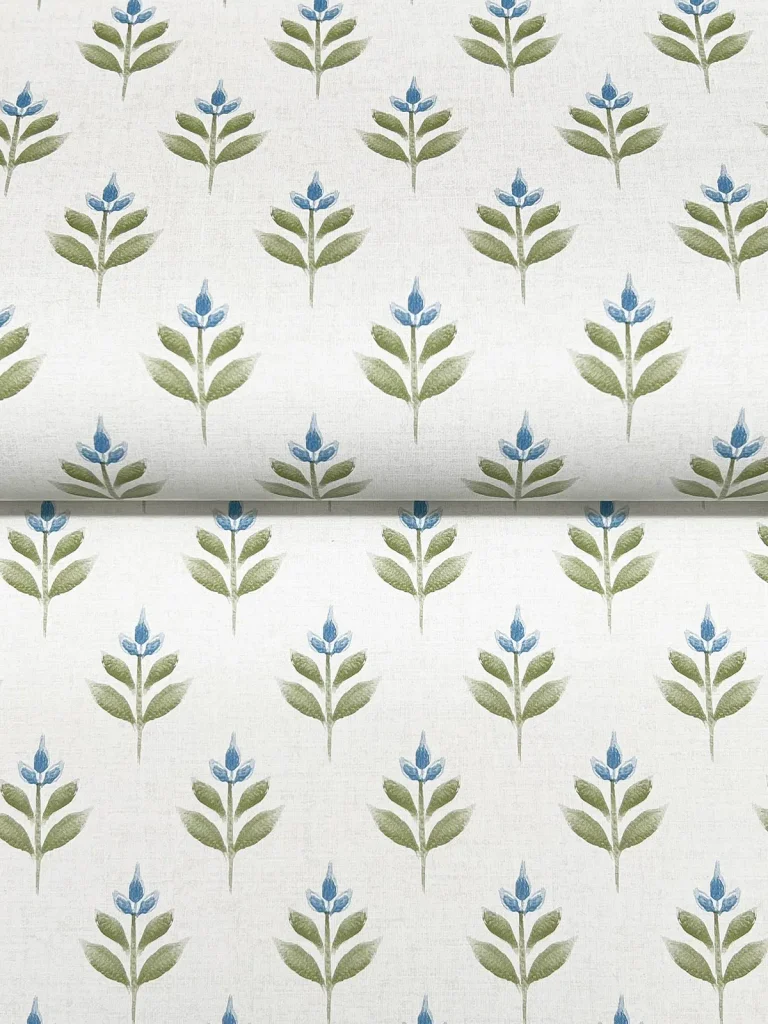Serene Villa Floral Stamp Wallpaper - Moss — Ảnh 3