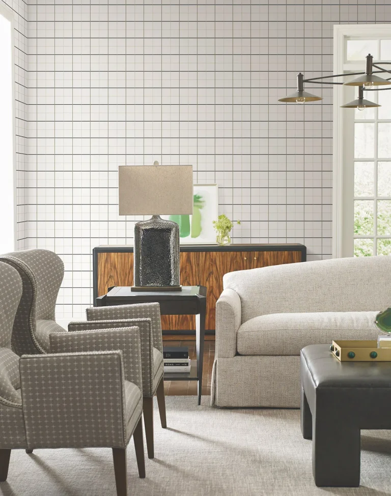 Ronald Redding Tattersall Plaid Wallpaper - White — Ảnh 3