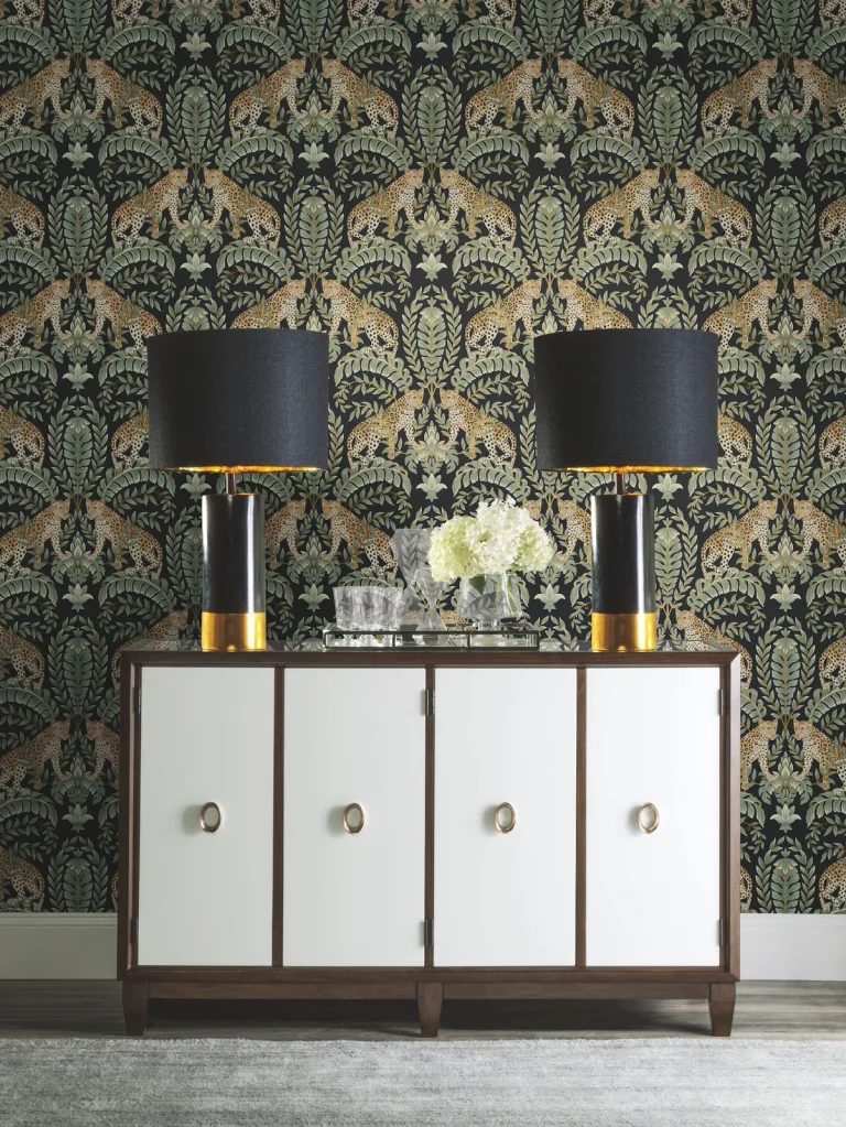 Ronald Redding Jungle Leopard Wallpaper - Black/Green — Ảnh 4