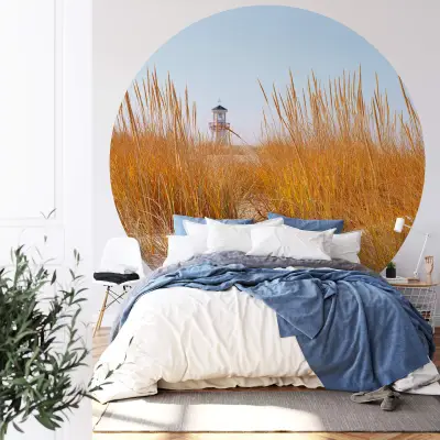 Lighthouse in The Dunes - Wall Mural 5538 - Round - 144cm diameter