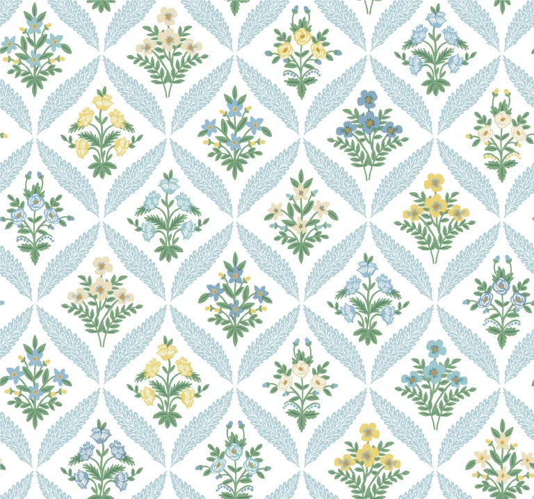 Rifle Paper Co. Estee Garden Wallpaper - Blue Multi — Ảnh 3