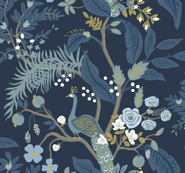 Rifle Paper Co. Peacock Wallpaper - Navy — Ảnh 5