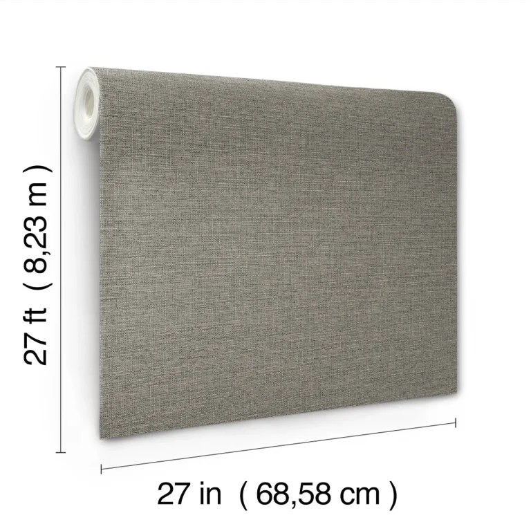 Terrene Faux Linen Wallpaper - Charcoal — Ảnh 7