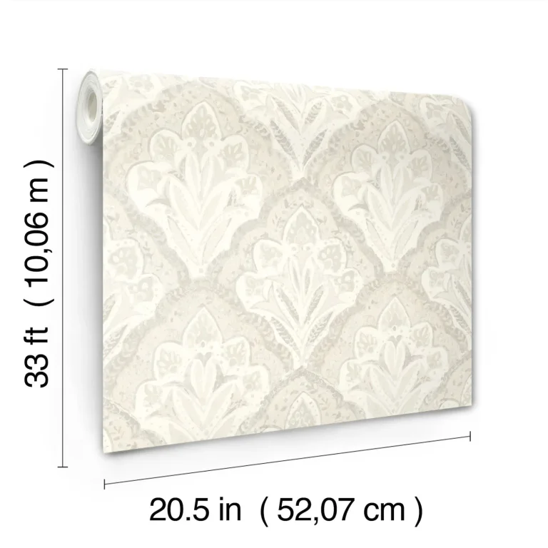 Chesapeake Mimir Quilted Damask Wallpaper - Dove — Ảnh 3