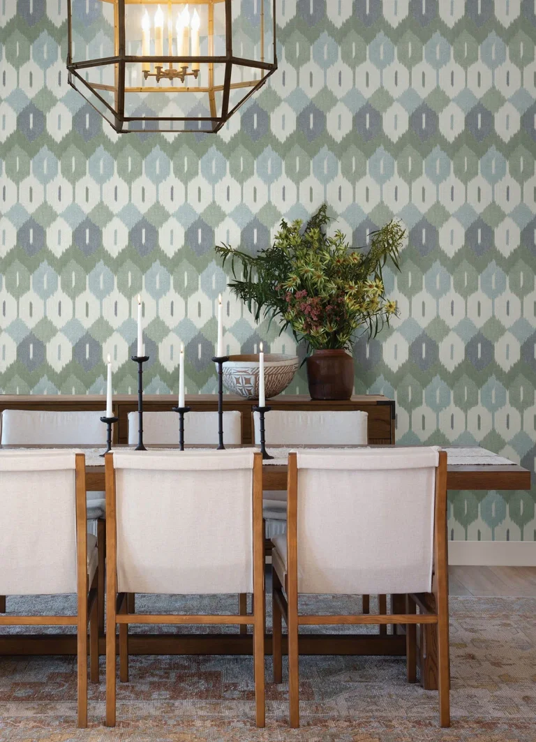 Abilene Ikat Wallpaper - Sea Green — Image 2