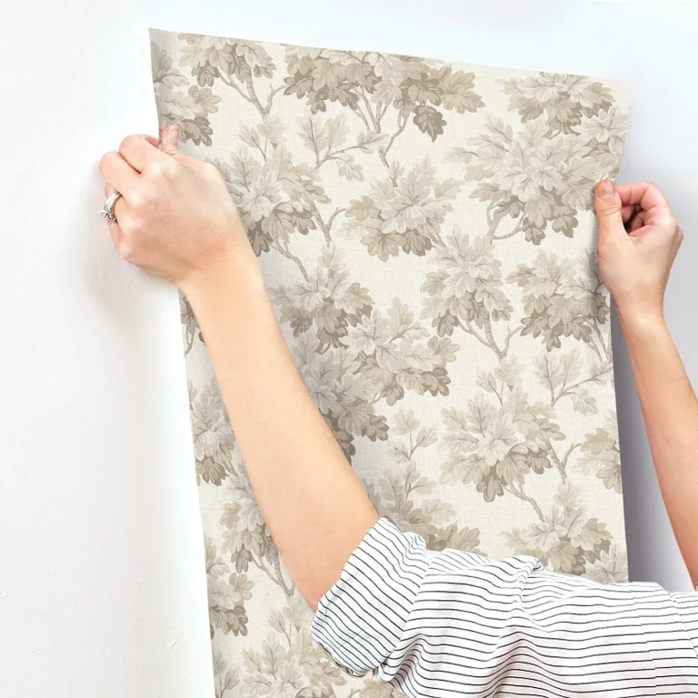 Oakcliff Leaf Trail Wallpaper - Taupe — Image 7