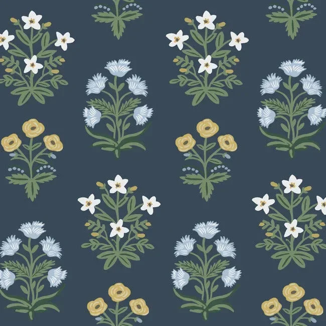 Rifle Paper Co. Mughal Rose Wallpaper - Navy — Ảnh 4