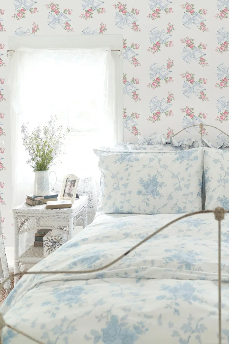 LoveShackFancy Rosa Beaux Large Bow Spot Wallpaper - Light Blue — Ảnh 2