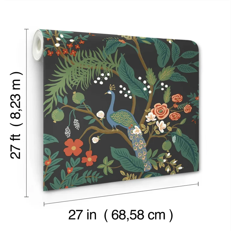 Rifle Paper Co. Peacock Wallpaper - Charcoal — Ảnh 6