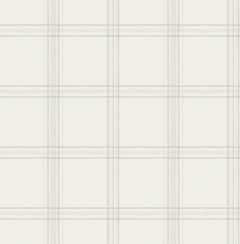 Chesapeake Auberge Plaid Wallpaper - White and Cream — Ảnh 3