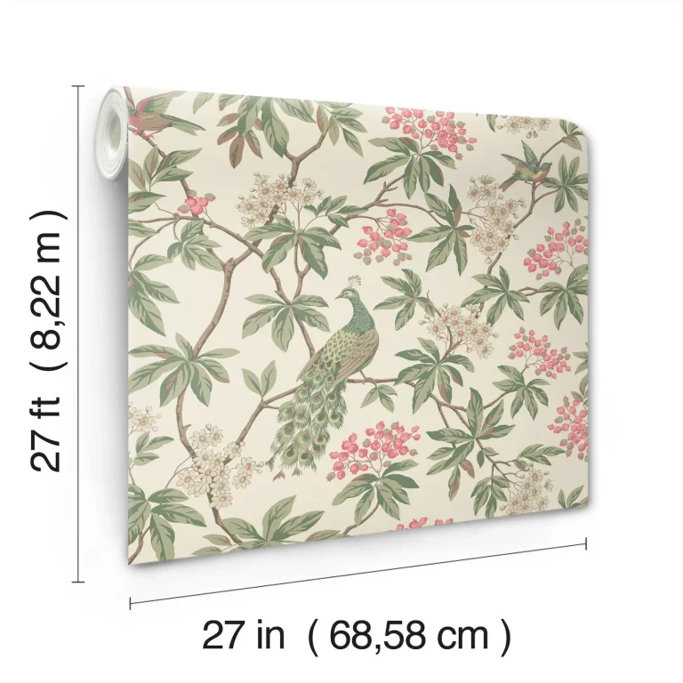 Ronald Redding Peacock Estate Wallpaper - Cream — Ảnh 6