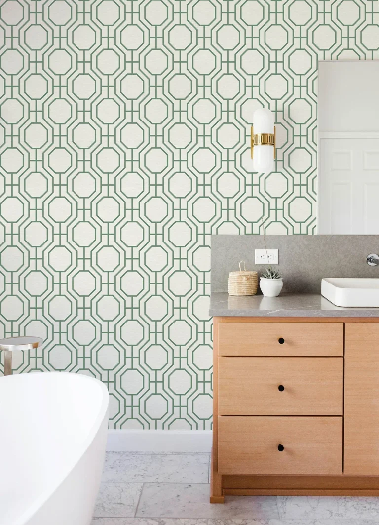 Manor Geometric Trellis Wallpaper - Green — Ảnh 4
