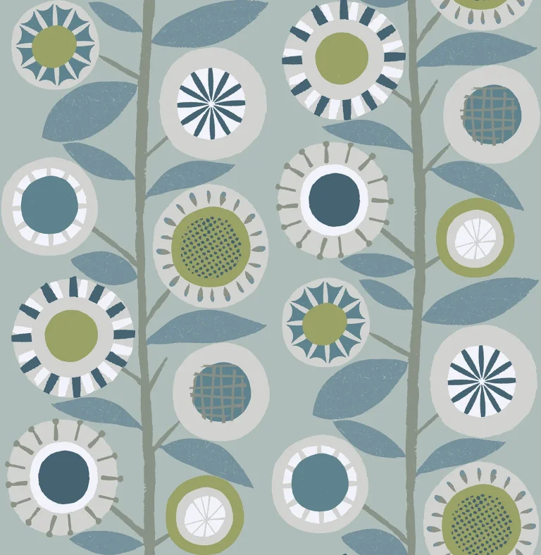 Sisu Floral Geometric Wallpaper - Light Blue — Ảnh 3