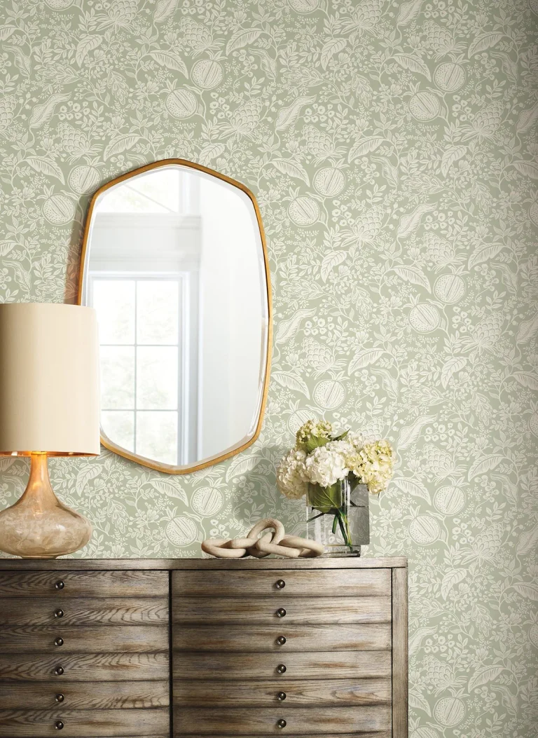 Rifle Paper Co. Pomegranate Peel and Stick Wallpaper - Pistachio — Ảnh 5