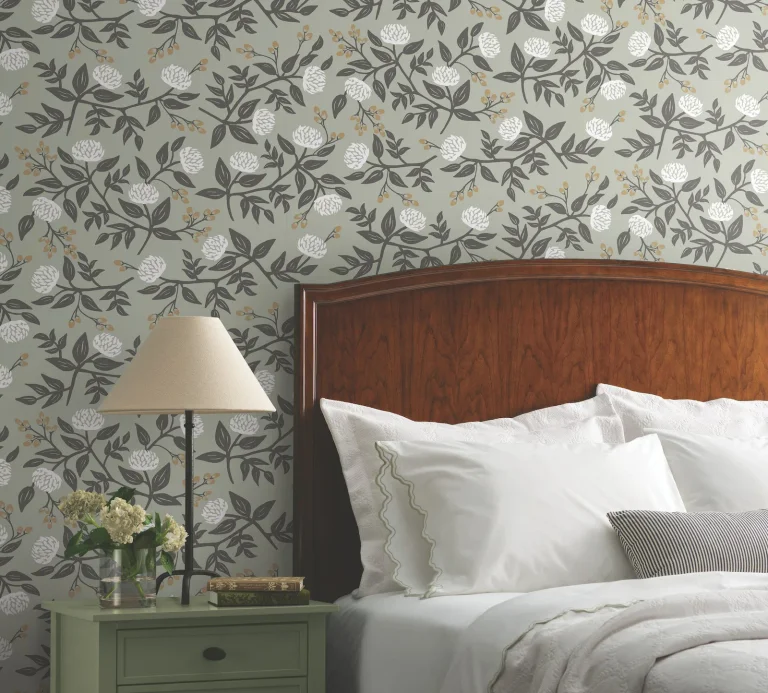 Rifle Paper Co. Peonies Floral Peel and Stick Wallpaper - Grey — Ảnh 6