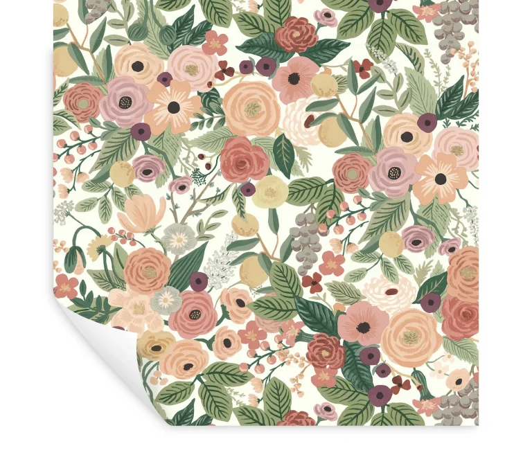 Rifle Paper Co. Garden Party Peel and Stick Wallpaper - Burgundy Multi — Ảnh 4