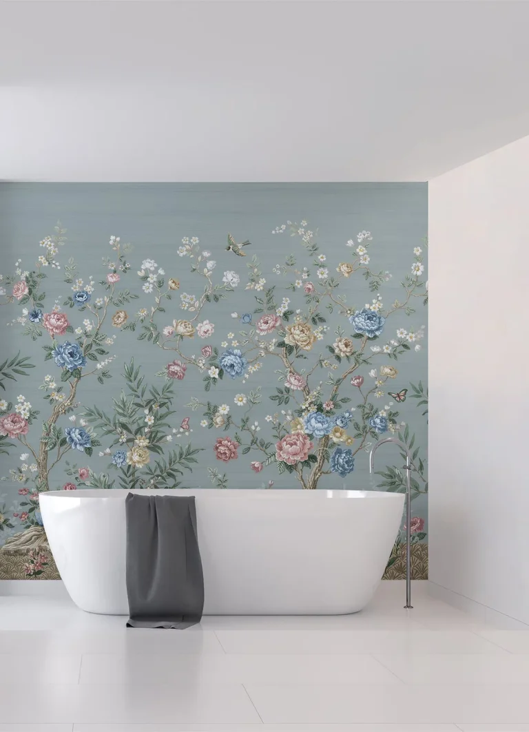Winter Chinoiserie Wall Mural - Blue — Ảnh 7
