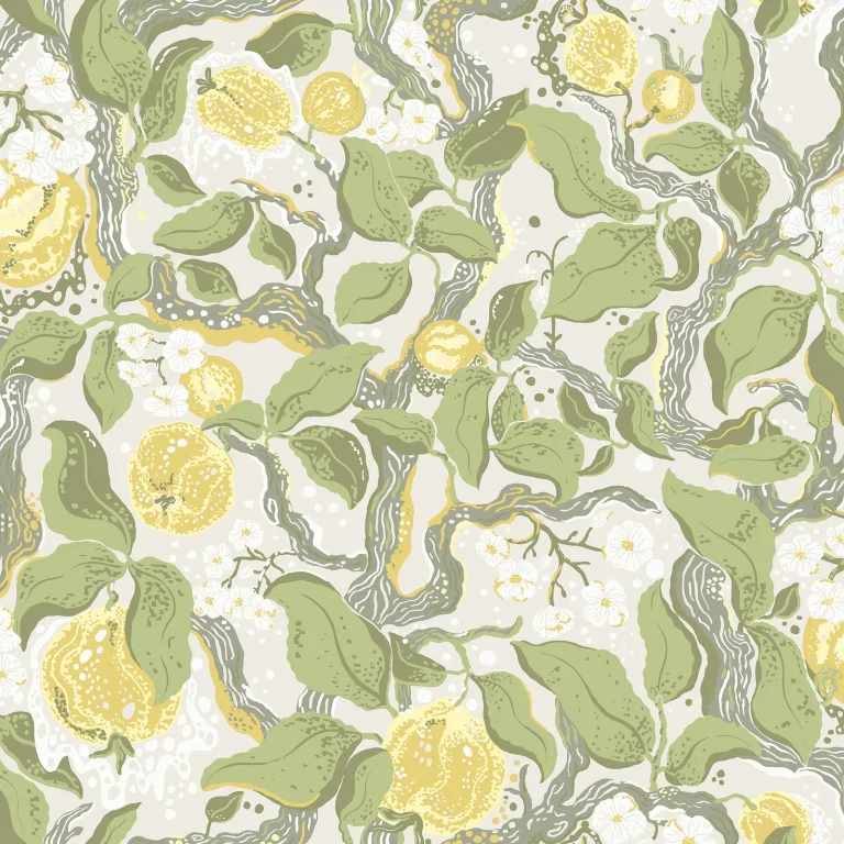 Kort Fruit and Floral Wallpaper - Yellow — Image 2