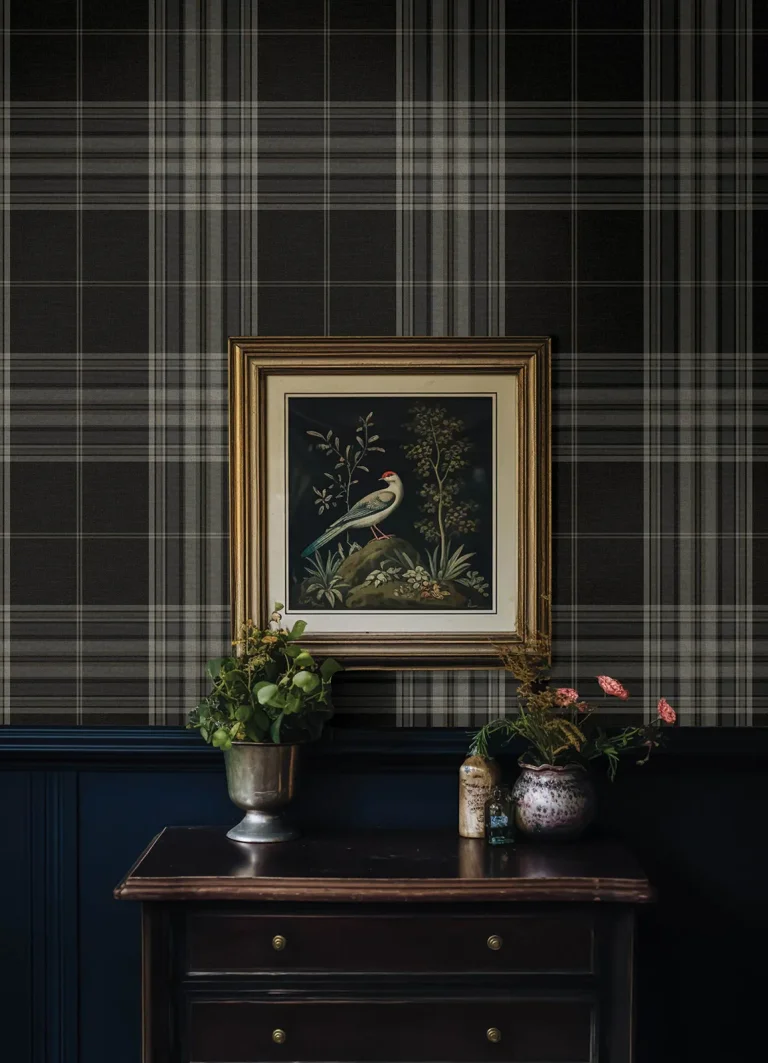 Westley Plaid Wallpaper - Black — Image 5