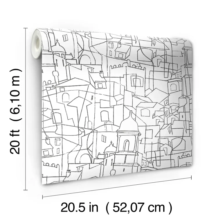 Cubist Cityscape Peel and Stick Wallpaper - Black — Ảnh 7