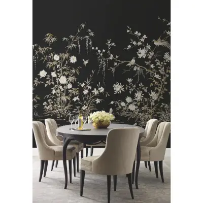 Ronald Redding Flowering Vine Chino Wall Mural - Black