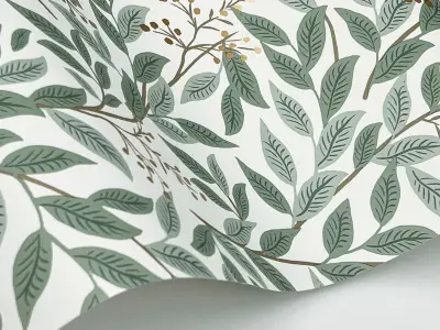 Rifle Paper Co. Willowberry Wallpaper - Sage & White