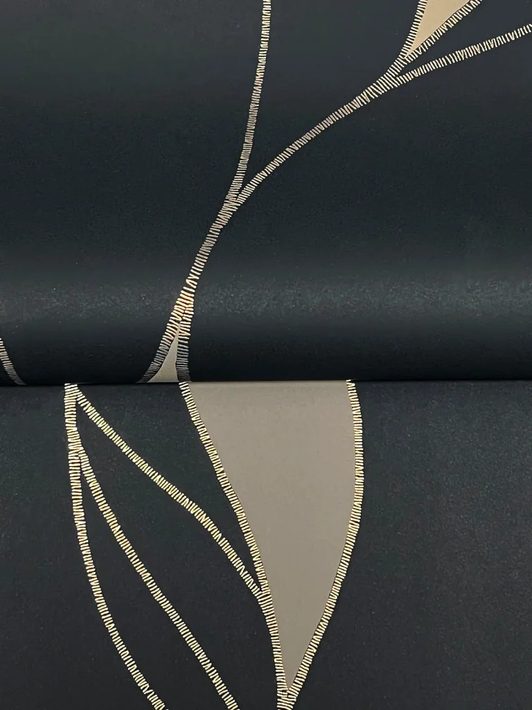Ronald Redding Society Hill Abstract Leaf Wallpaper - Black — Ảnh 4