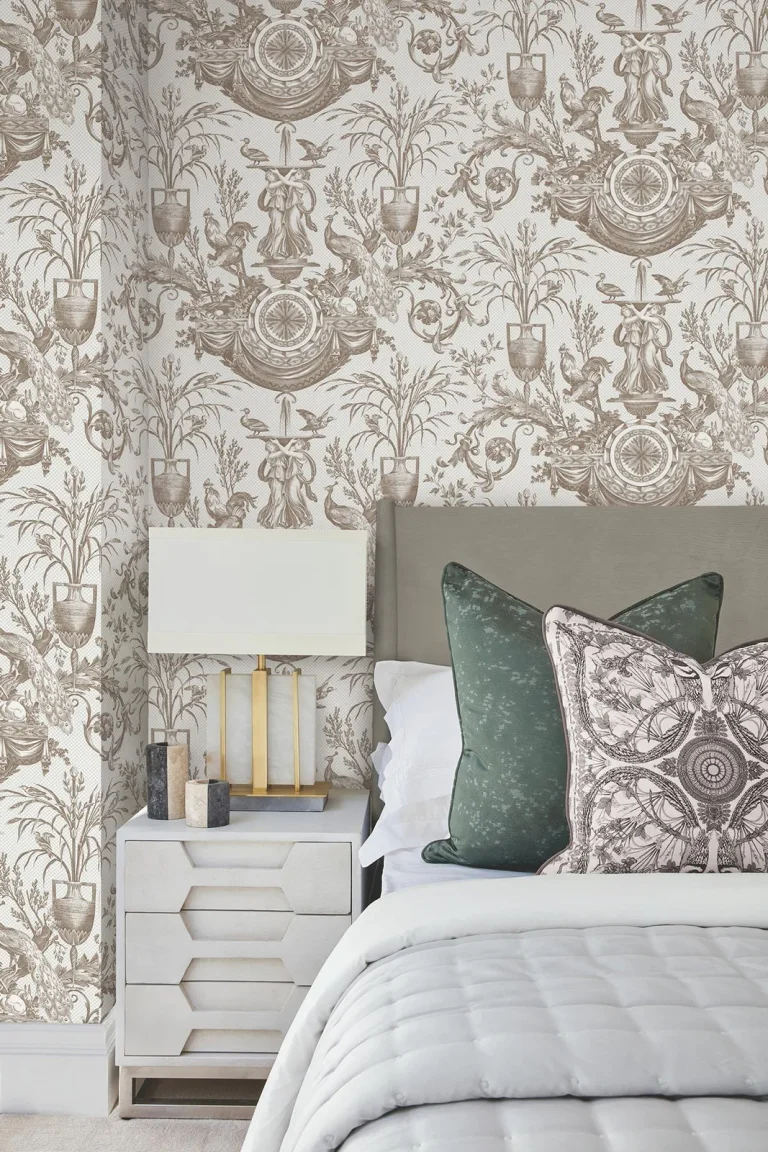 Avian Fountain Toile Wallpaper - Mink — Ảnh 8