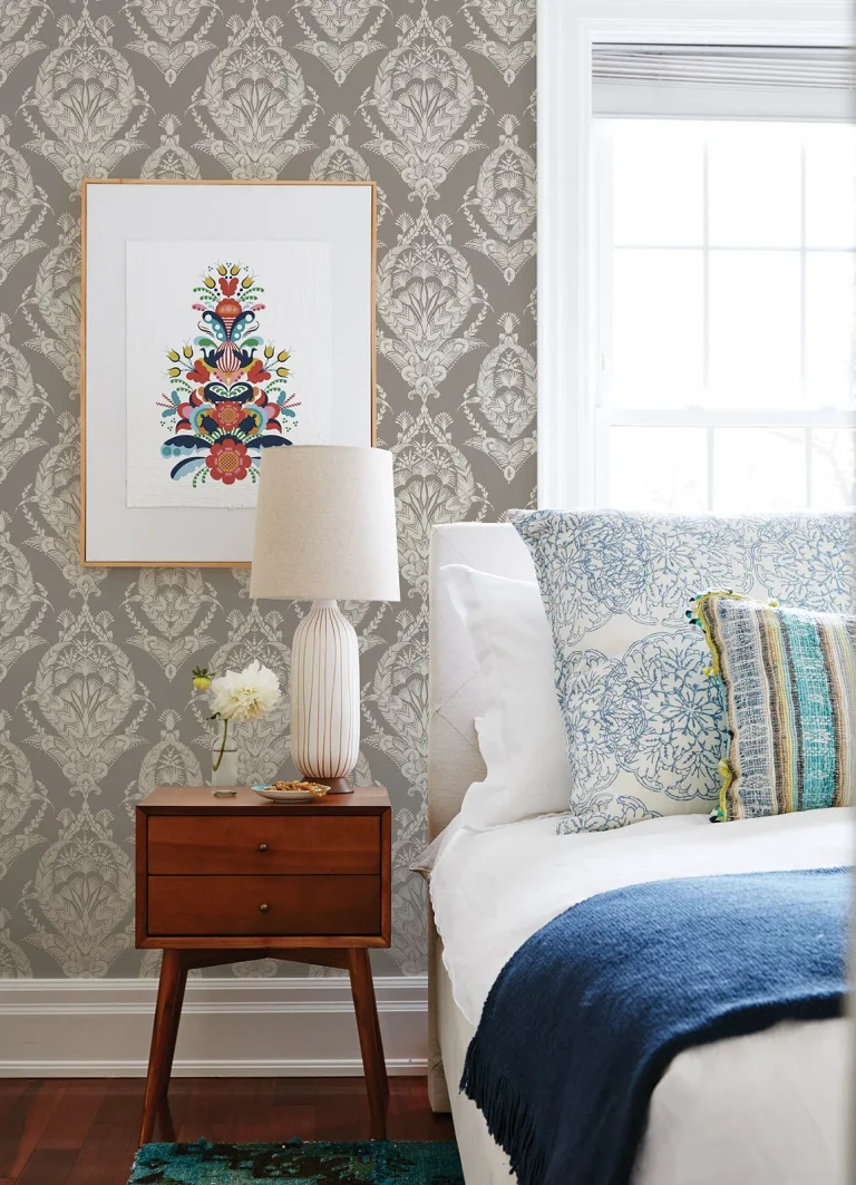 Arlie Botanical Damask Wallpaper - Grey — Ảnh 4
